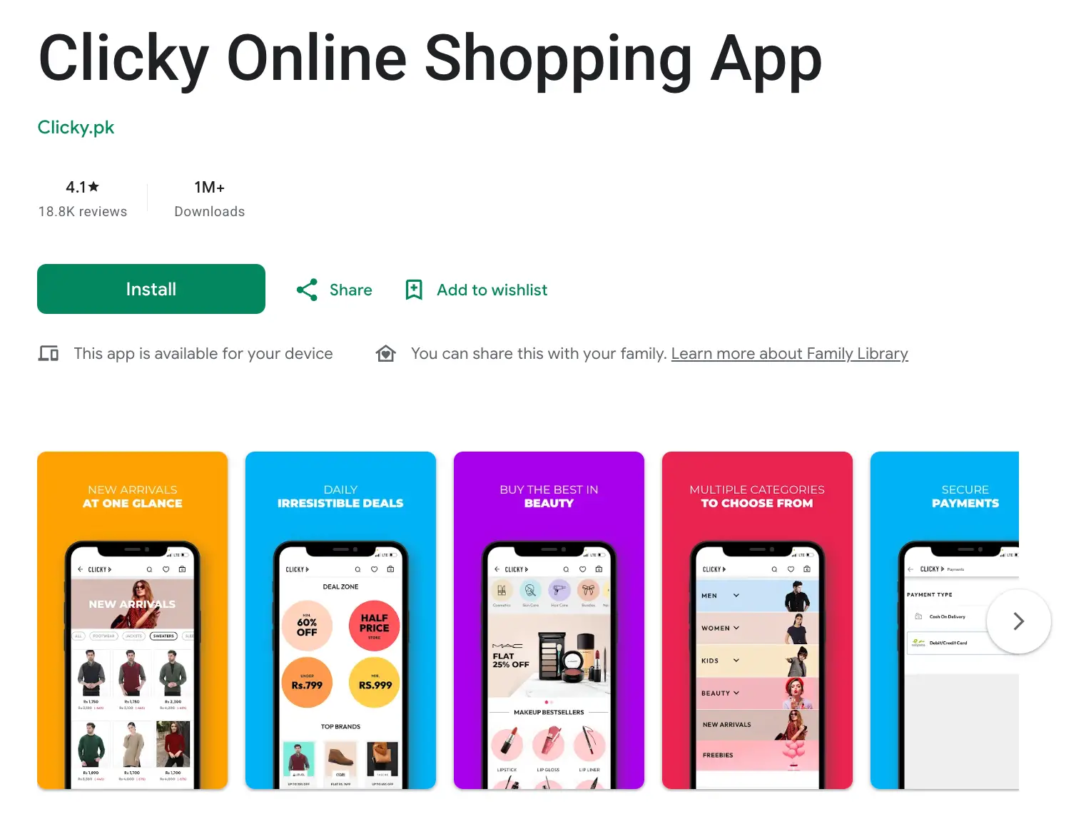 Clicky Online Shopping App preview