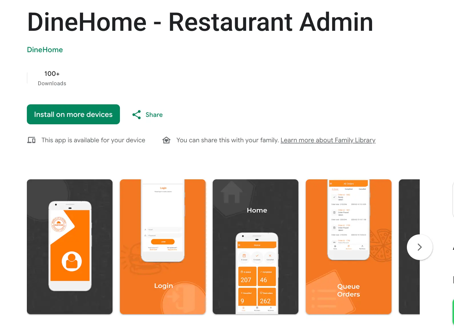 Dine Home Admin App preview
